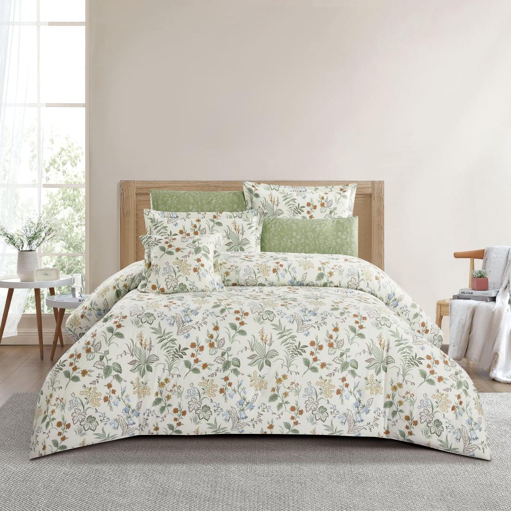 مفرش قطن  صيفي مقاس كوين 8 قطع - نوفارين - سكري - اخضر