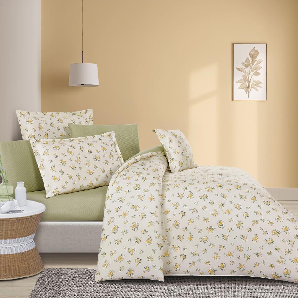 مفرش قطن صيفي مفرد ونص ٤ قطع - نولين -بيج - اخضر فاتح