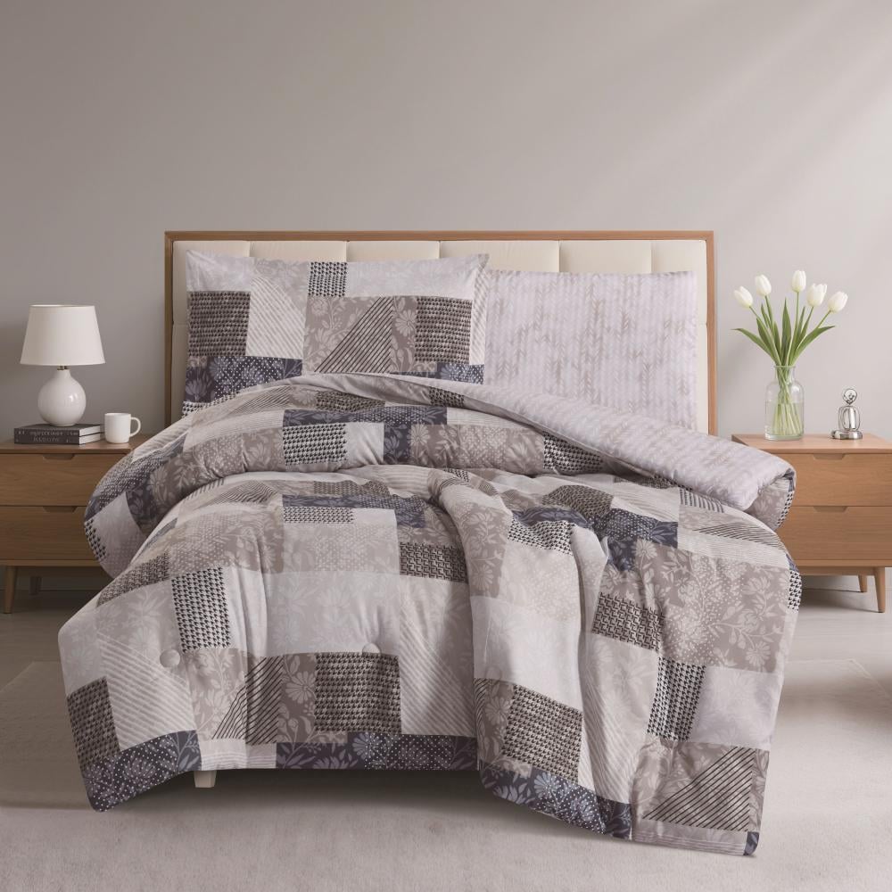 مفرش صيفي مفرد ونص 4 قطع - تيانا - بيج - رصاصي فاتح