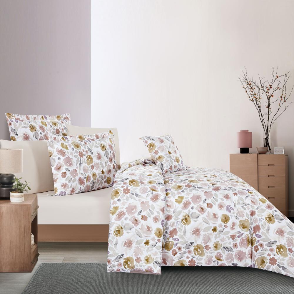 مفرش صيفي مفرد ونص وجهين 4 قطع - سيلون -ابيض - كريمي