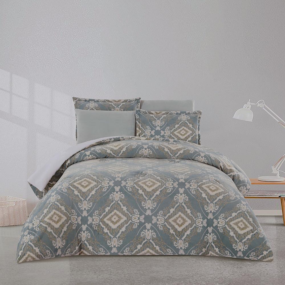 مفرش شتوي مزدوج مخمل فرو 6 قطع -  ايليار - ازرق مائل للرمادي