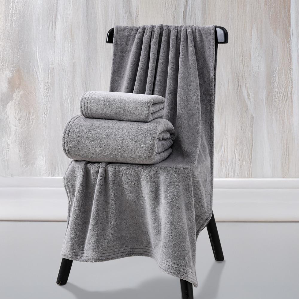 منشفة كورال فليس - إشيل - مقاس كبير - 90*180 - رمادي