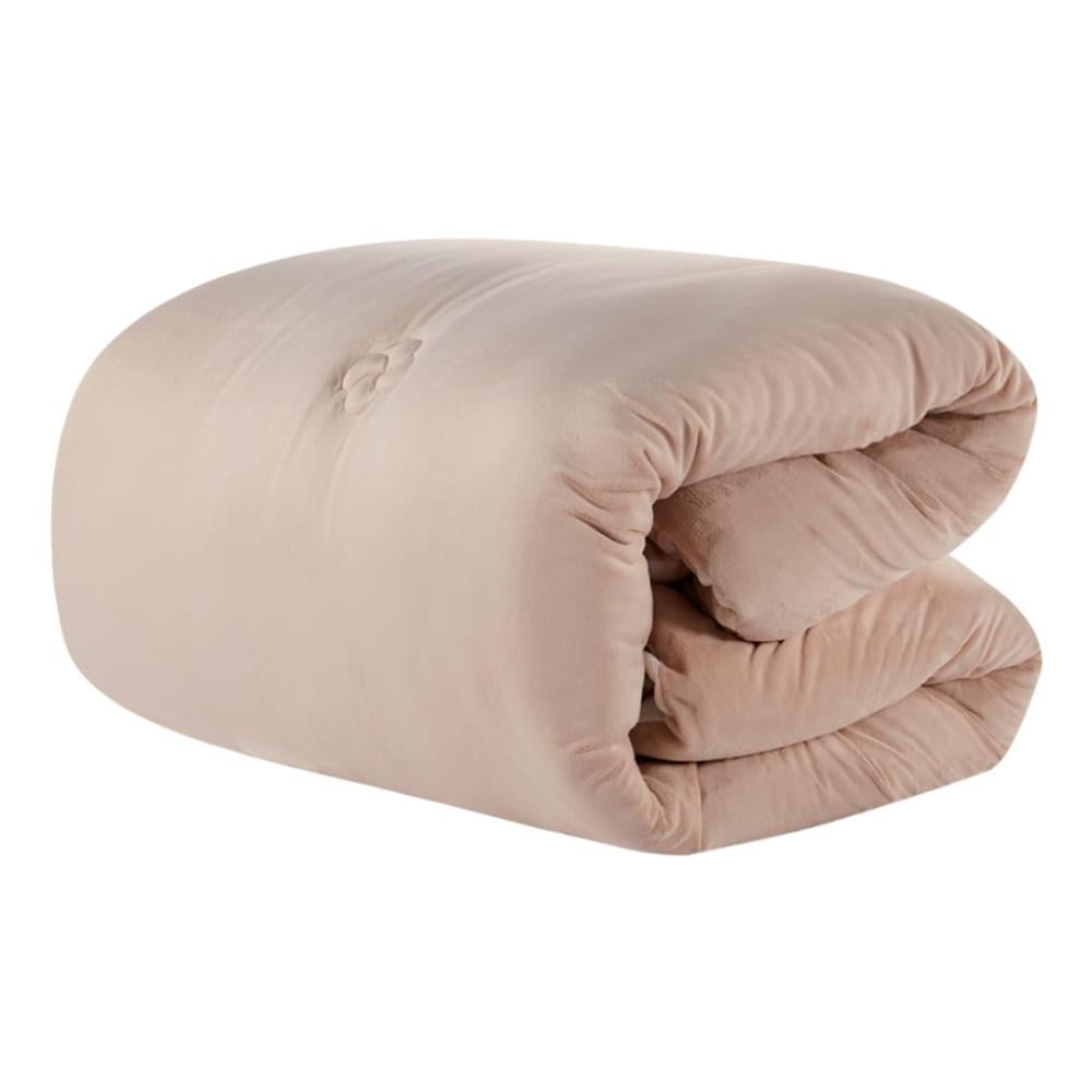 مفرش شتوي مخمل مقاس كوين 6 قطع - اودري - رصاصي - بيج