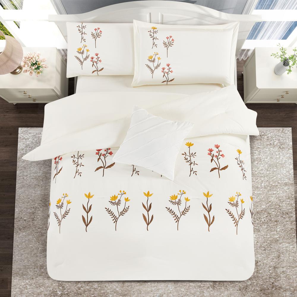 مفرش صيفي مفرد ونص مطرز فاخر 6 قطع - غراتسيا - سكري