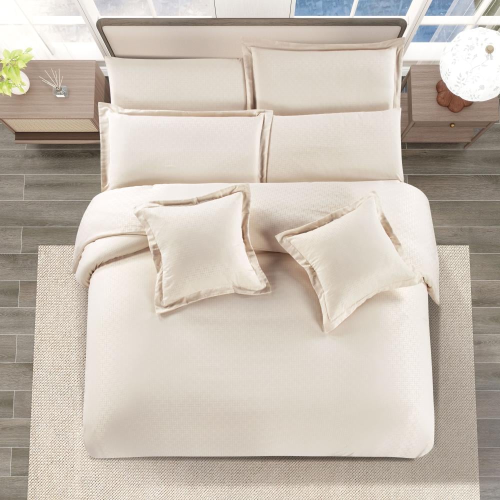 مفرش فندقي فاخر مزدوج ناعم 11 قطعة – سولين Soline - بيج فاتح