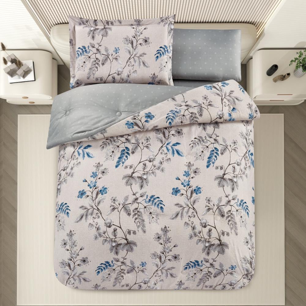 مفرش صيفي مفرد ونص 4 قطع - اديلين - بيج غامق - زيتي