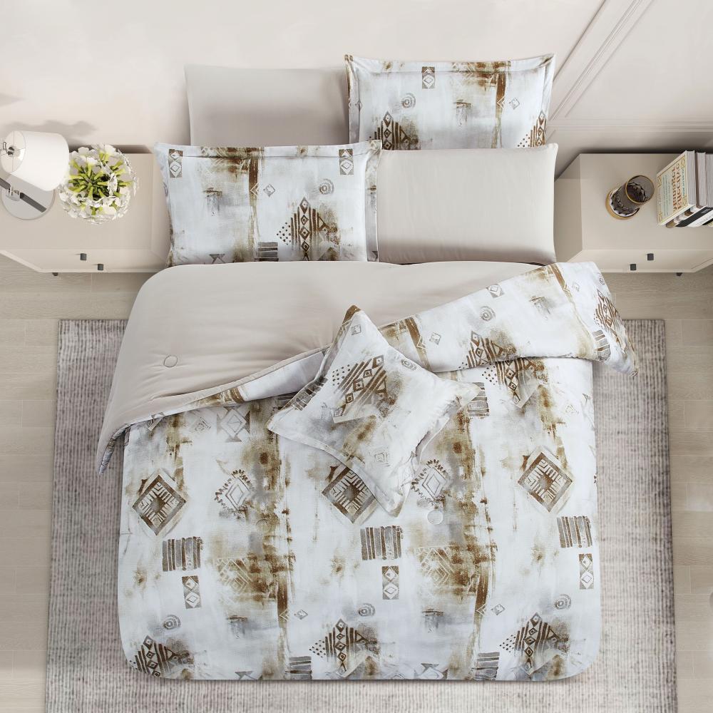 مفرش صيفي مفرد ونص وجهين 4 قطع  - سيلون - كريمي - بيج