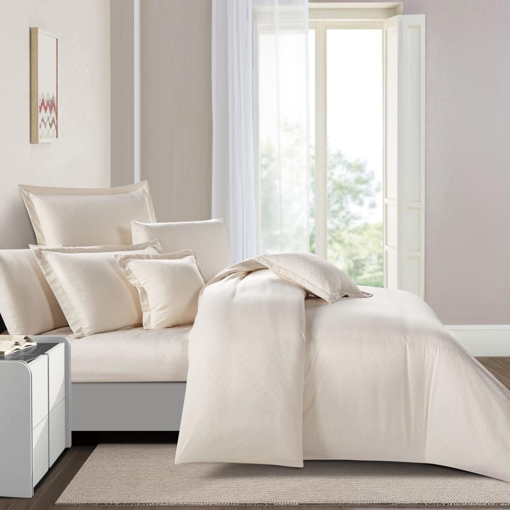 مفرش فندقي فاخر مزدوج ناعم 11 قطعة – سولين Soline - بيج فاتح