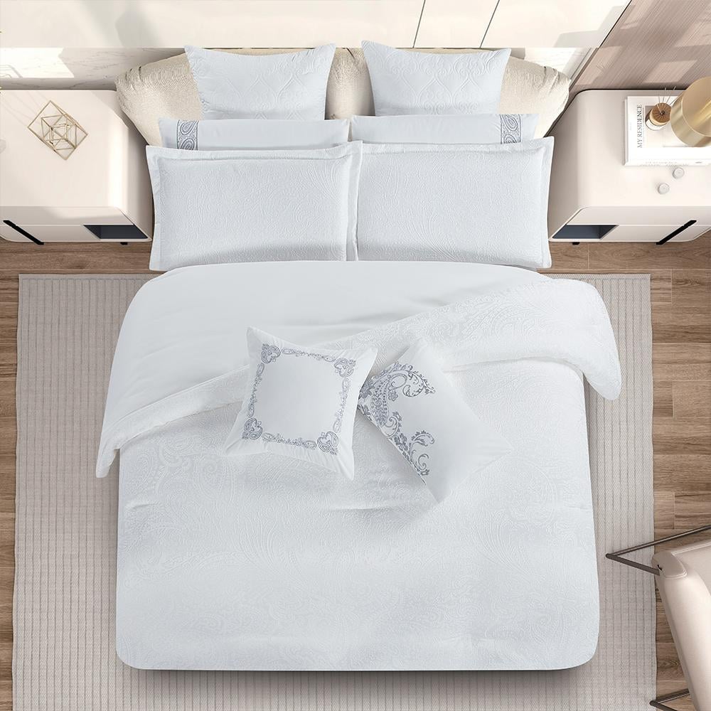 مفرش صيفي فاخر مزدوج جاكار مطرز 12 قطعة – لوتشيني Lucini– سكري