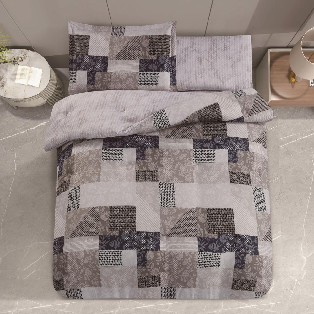 مفرش صيفي مفرد ونص 4 قطع - تيانا - بيج - رصاصي فاتح