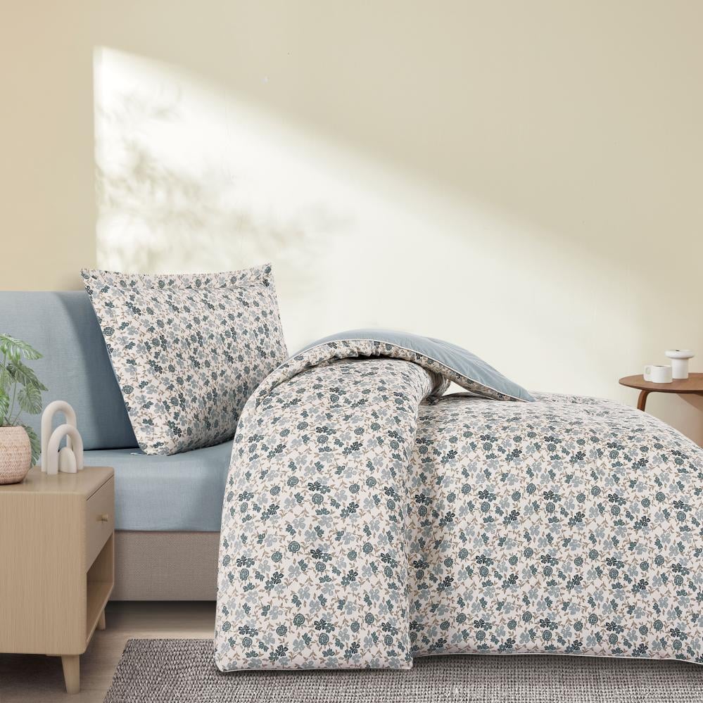 مفرش قطن صيفي مفرد ونص ٤ قطع - نولين -بيج - رصاصي فاتح