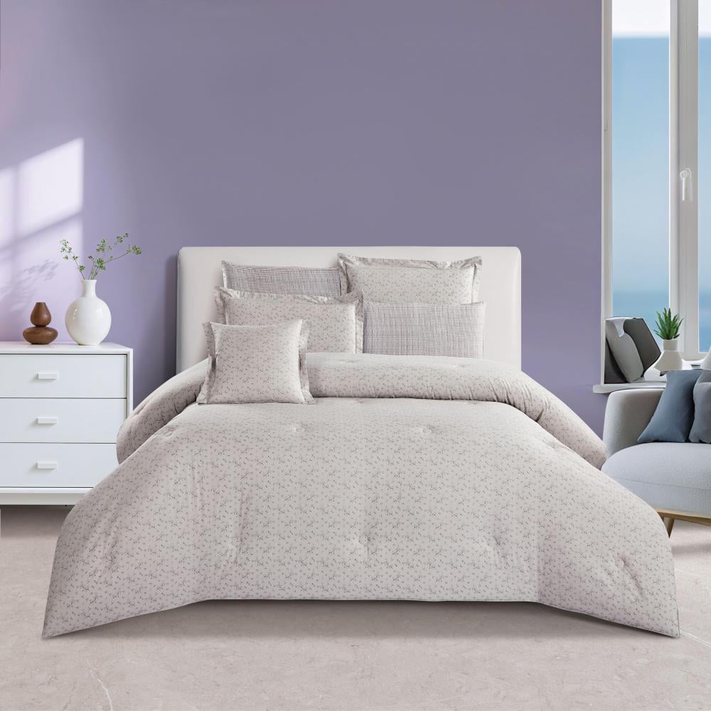 مفرش قطن  صيفي مقاس كوين 8 قطع - نوفارين - رمادي