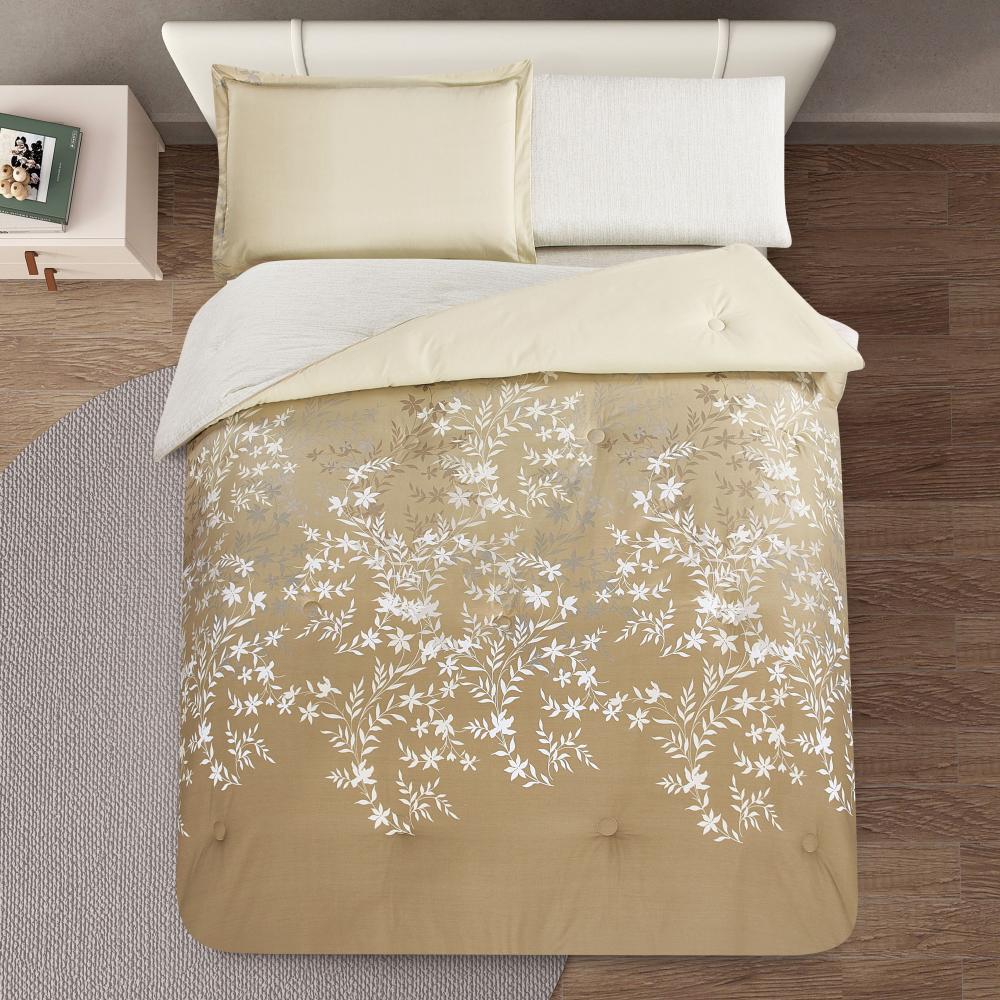 مفرش قطن صيفي مفرد ونص ٤ قطع - نولين - بيج غامق - بيج فاتح - سكري