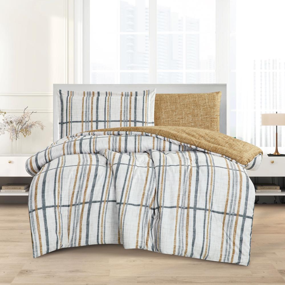 مفرش صيفي مفرد ونص 4 قطع - ليتون -كريمي - بني