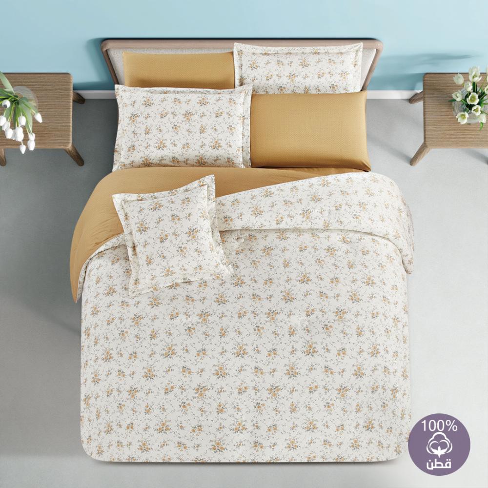 مفرش قطن صيفي مزدوج 8 قطع - زافيرا - كريمي - بيج غامق