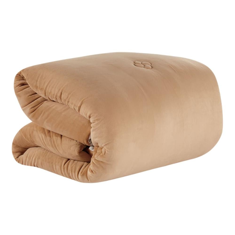 مفرش شتوي مخمل مقاس كوين 6 قطع - اودري - أبيض - بني