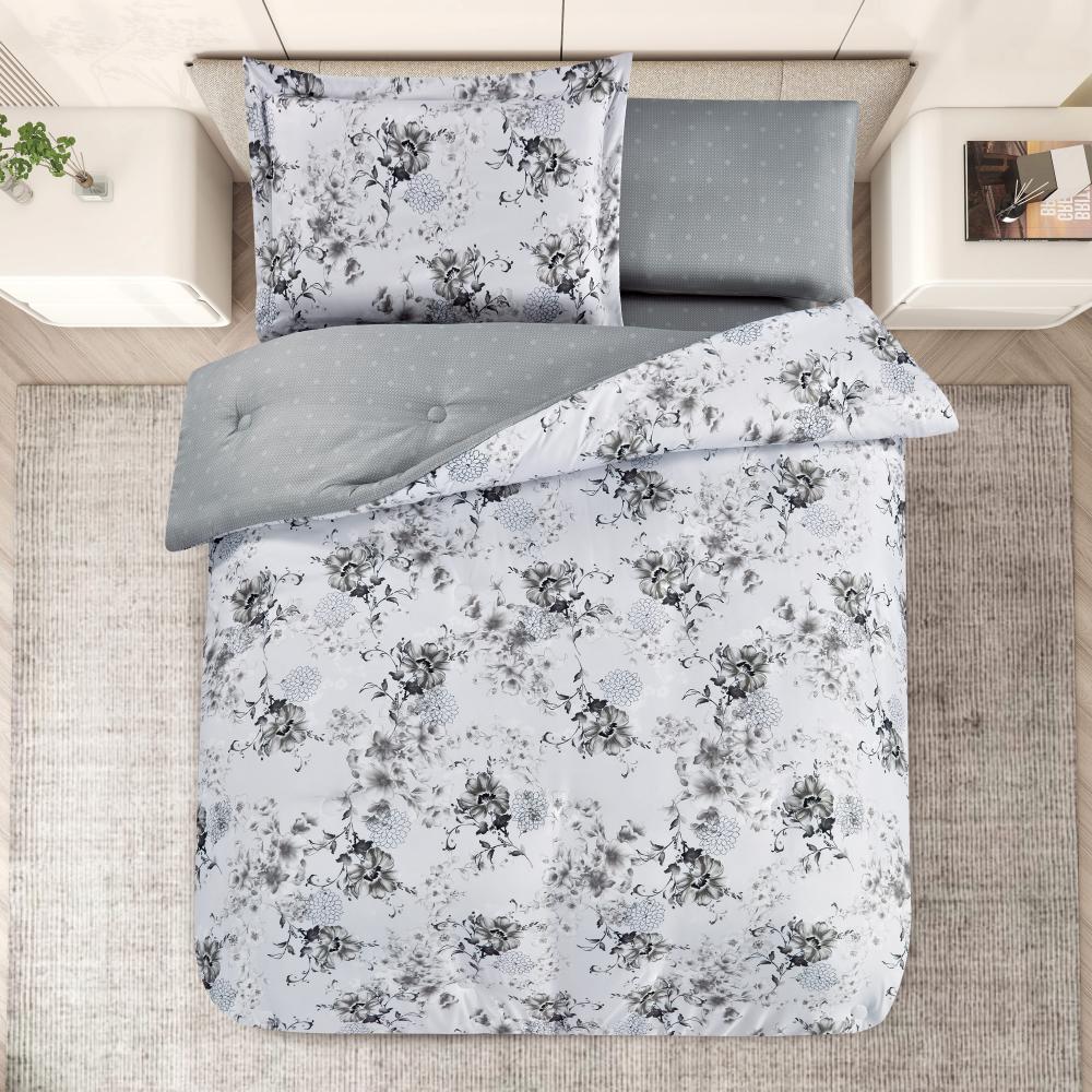 مفرش صيفي مفرد ونص 4 قطع - اديلين - رمادي ثلجي - رصاصي