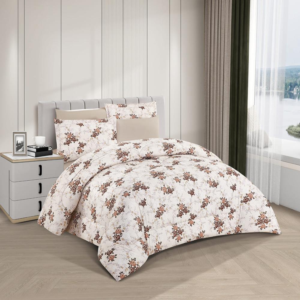 مفرش صيفي مزدوج 6 قطع - كاليندا - كريمي - بيج فاتح