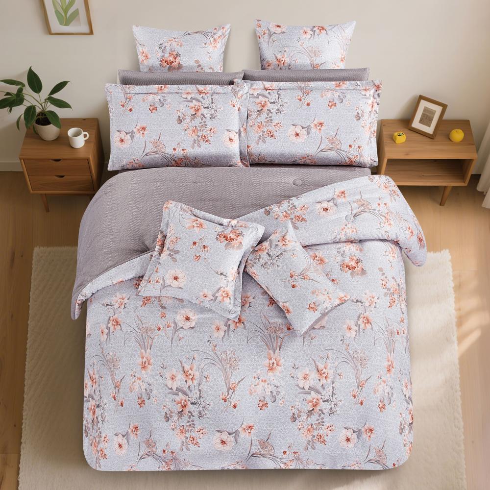 مفرش صيفي مزدوج 10 قطع  - بريسا - رصاصي - بيج غامق