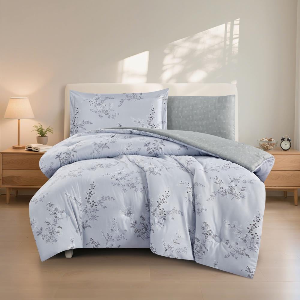 مفرش صيفي مفرد ونص 4 قطع - اديلين - رصاصي - رمادي