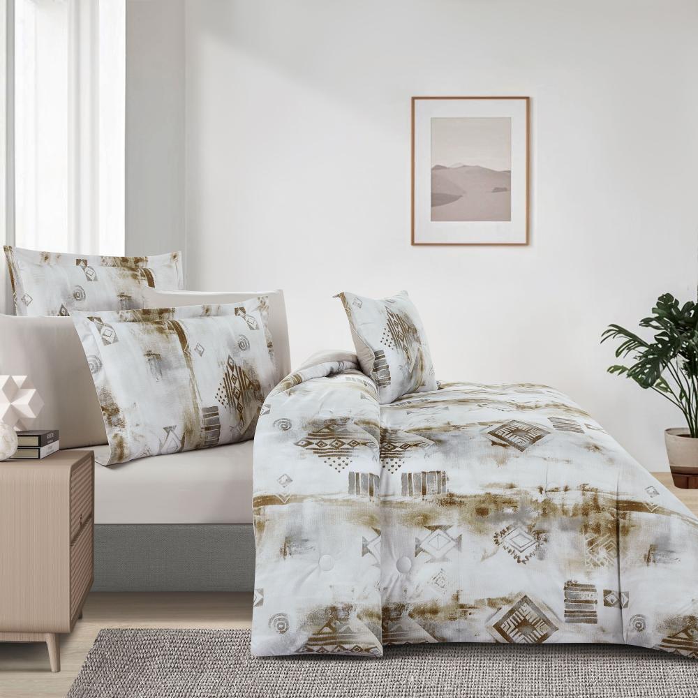 مفرش صيفي مفرد ونص وجهين 4 قطع  - سيلون - كريمي - بيج