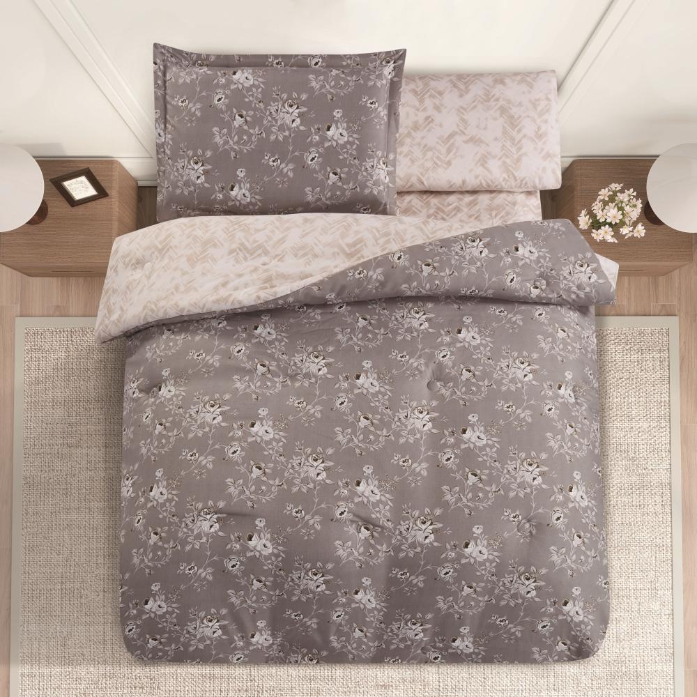 مفرش صيفي مفرد ونص 4 قطع - تيانا - رصاصي - كريمي