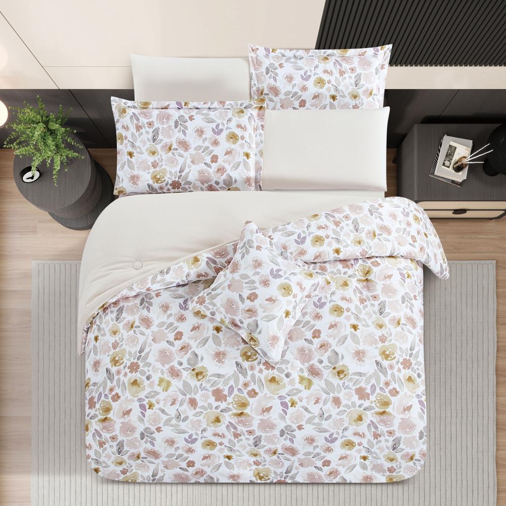 مفرش صيفي مفرد ونص وجهين 4 قطع - سيلون -ابيض - كريمي