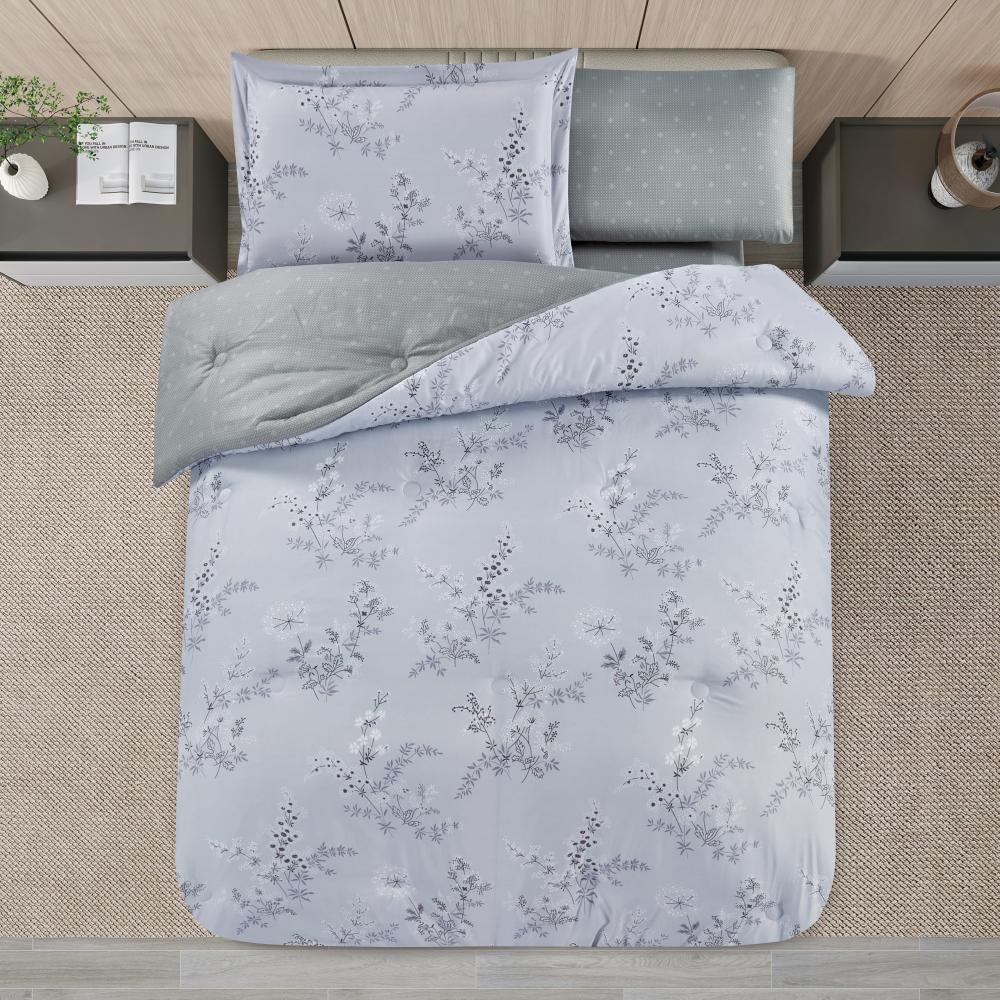 مفرش صيفي مفرد ونص 4 قطع - اديلين - رصاصي - رمادي