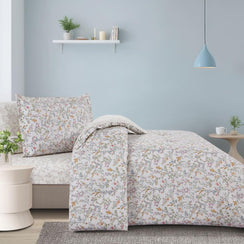 مفرش قطن صيفي مفرد ونص ٤ قطع - نولين -رصاصي فاتح - سكري