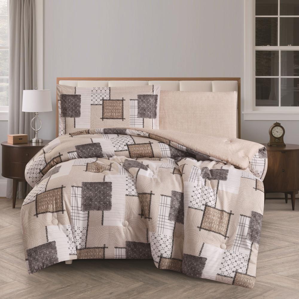 مفرش صيفي مفرد ونص 4 قطع - تيانا - بيج غامق - بيج فاتح