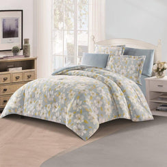 مفرش شتوي مخمل مفرد ونص 4 قطع - تالورا - رصاصي - أزرق ضبابي