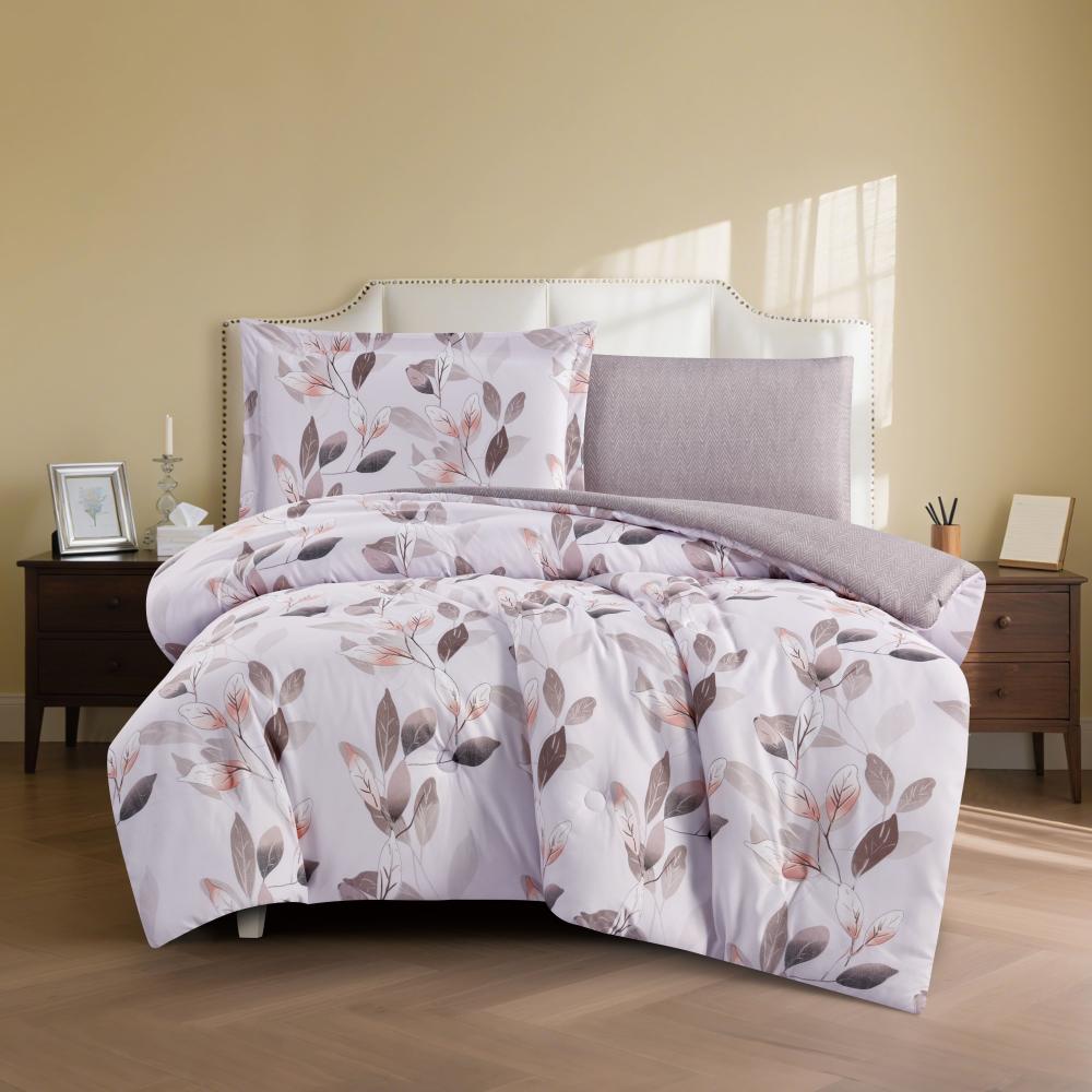 مفرش صيفي مفرد ونص 4 قطع - اديلين - اوف وايت - بيج غامق