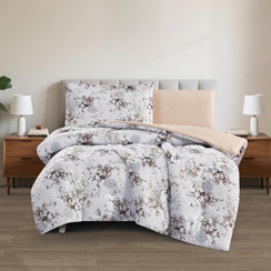 مفرش صيفي مفرد ونص 4 قطع - اديلين - رمادي ثلجي - بيج