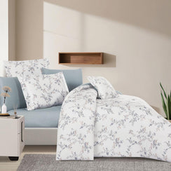 مفرش قطن صيفي مزدوج 8 قطع - زافيرا - ابيض - رمادي غامق