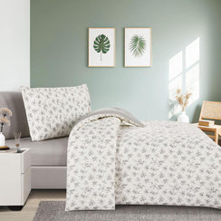 مفرش قطن صيفي مفرد ونص ٤ قطع - نولين -اوف وايت - رصاصي