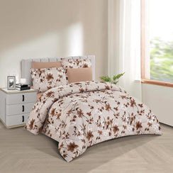 مفرش صيفي مزدوج 6 قطع - كاليندا - بيج فاتح - بيج غامق