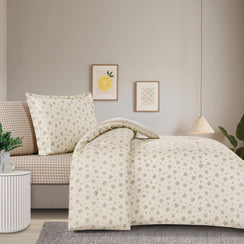 مفرش قطن صيفي مفرد ونص ٤ قطع - نولين - بيج فاتح - بيج غامق