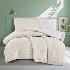 مفرش قطن صيفي مفرد ونص ٤ قطع - نولين - بيج  - ابيض