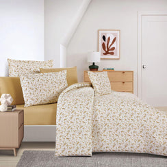 مفرش قطن  صيفي مقاس كوين 8 قطع - نوفارين - كريمي - بيج غامق