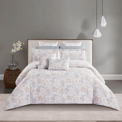 مفرش صيفي مفرد ونص 4 قطع - اديلين - كريمي - رمادي