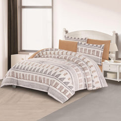 مفرش شتوي مخمل مفرد ونص 4 قطع - تالورا - ابيض - بني