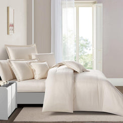 مفرش فندقي فاخر مزدوج ناعم 11 قطعة – سولين Soline - بيج فاتح