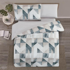 مفرش صيفي مفرد ونص وجهين 4 قطع  - سيلون - رصاصي