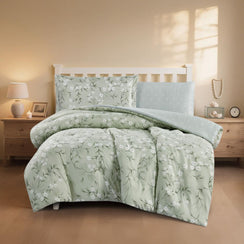 مفرش صيفي مفرد ونص 4 قطع - اديلين - اخضر فاتح - رصاصي