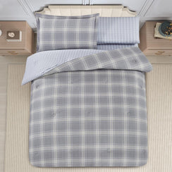 مفرش قطن صيفي مفرد ونص ٤ قطع - نولين -رمادي - رصاصي