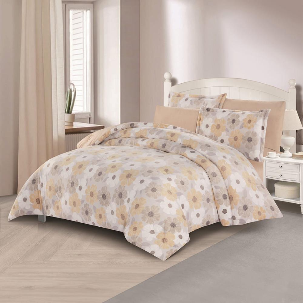 مفرش شتوي مخمل مفرد ونص 4 قطع - تالورا - رصاصي - بيج