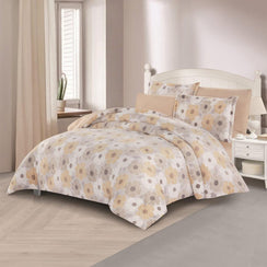 مفرش شتوي مخمل مفرد ونص 4 قطع - تالورا - رصاصي - بيج