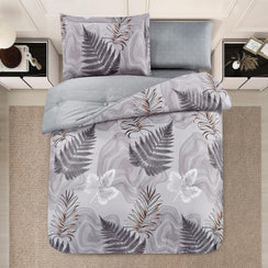 مفرش صيفي مفرد ونص 4 قطع - اديلين - بيج غامق - رمادي