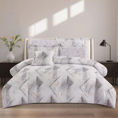 مفرش صيفي مفرد ونص 4 قطع - تيانا - كريمي - رصاصي