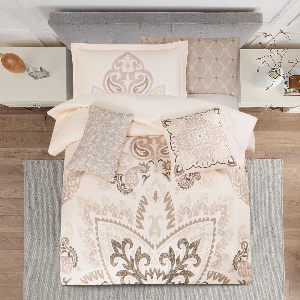 مفرش صيفي مفرد ونص 8 قطع - مارجو -كريمي غامق